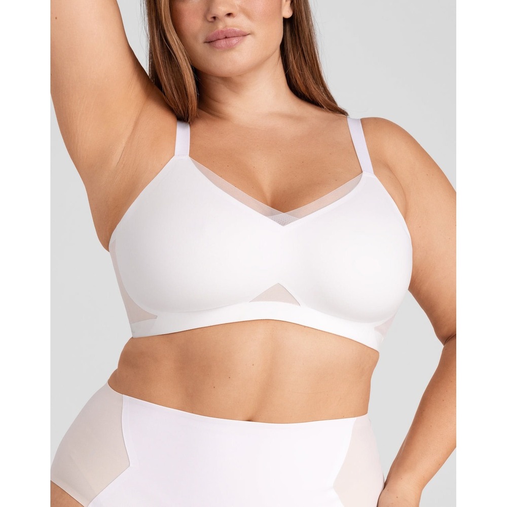 Honeylove Wireless Crossover Bra 38DDD (1X) Astral White Smoothing Adjustable